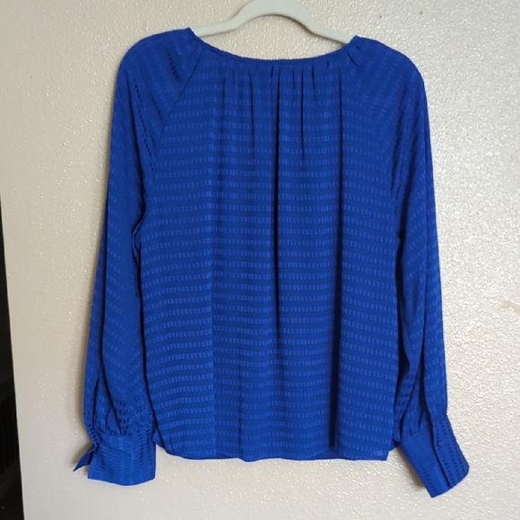 Calvin Klein Women's Blue Striped Textured Blouse - Picture 7 of 10